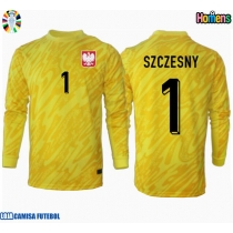 Camisa de Futebol Polónia Wojciech Szczesny #1 Goleiro Equipamento Principal Europeu 2024 Manga Comprida